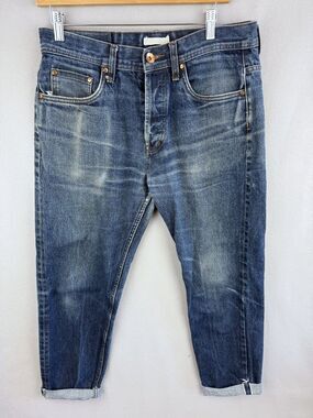 Unbranded Brand Jeans Mens 32x27 Raw Hem 14.5 Oz Selvedge Denim Relaxed Tapered